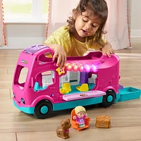 Fisher-Price Little People Barbie Little Dreamcamper RV Playset with Music Lights & 2 Figures, Multilanguage Version, Ages 1 1/2 - 5Y