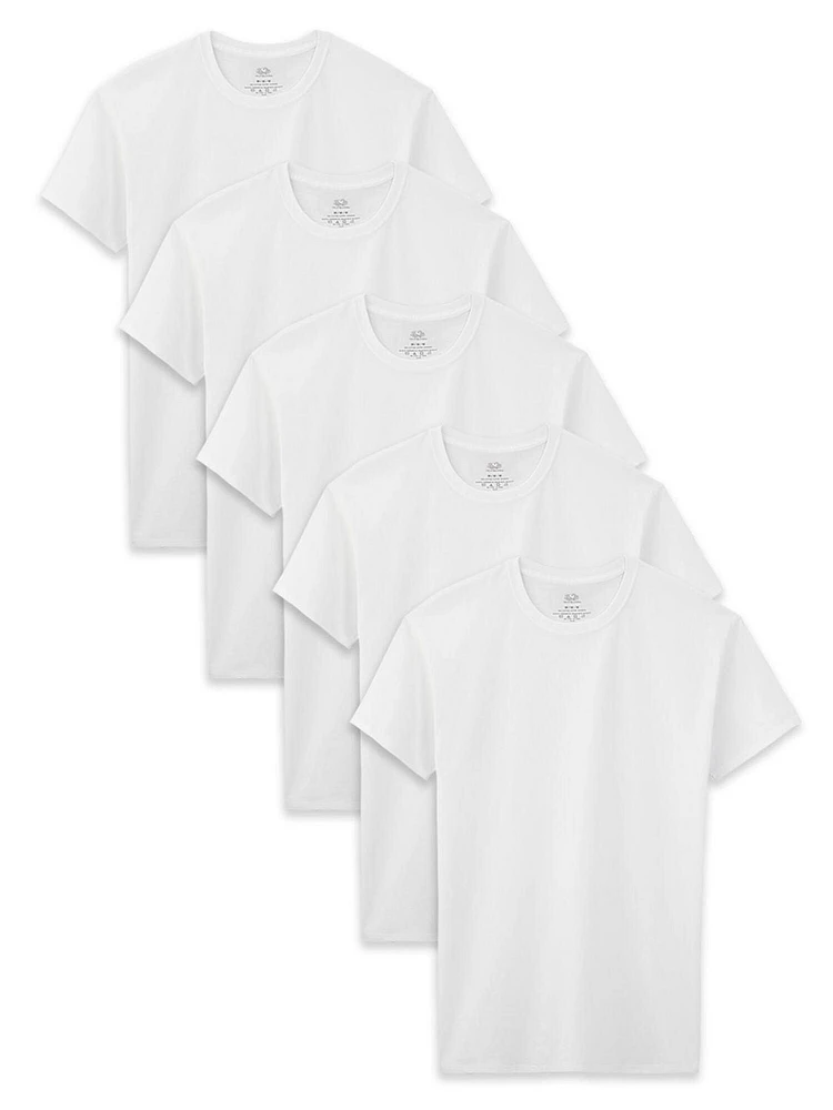 Blanc T-shirts à encolure ronde Fruit of the Loom en paq. de 5