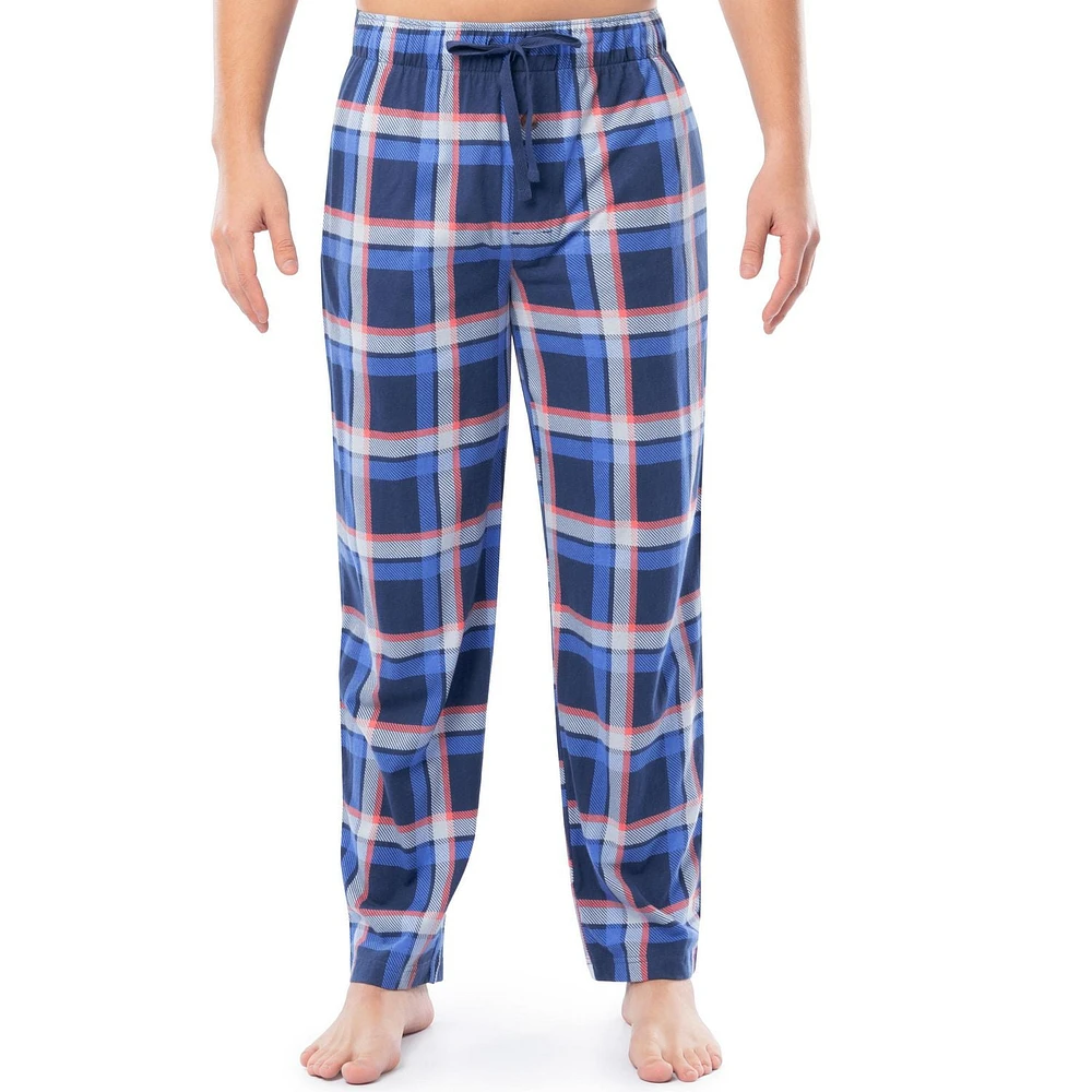 Pantalon de nuit en jersey de coton suédé pour hommes Fruit of the Loom, plaid bleu