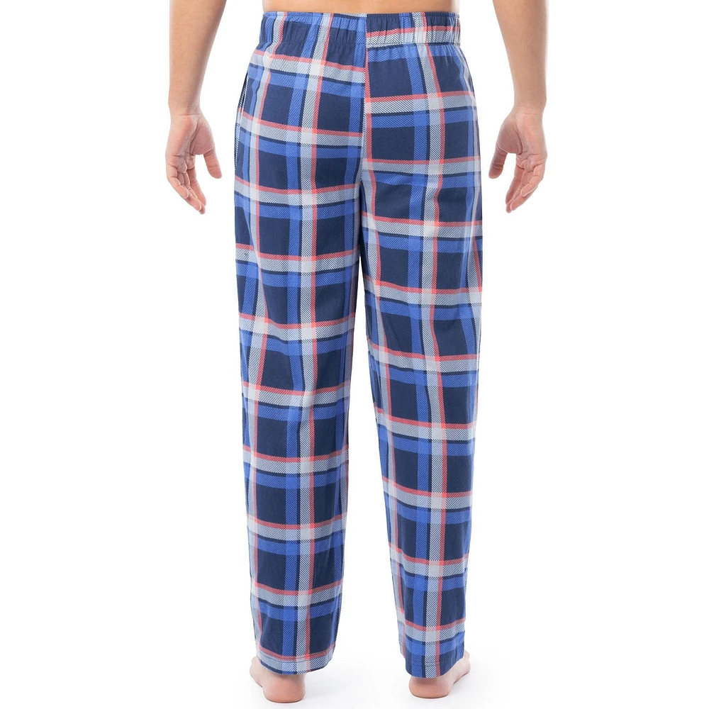 Pantalon de nuit en jersey de coton suédé pour hommes Fruit of the Loom, plaid bleu