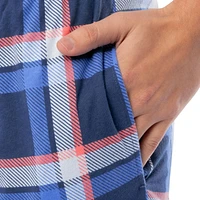 Pantalon de nuit en jersey de coton suédé pour hommes Fruit of the Loom, plaid bleu