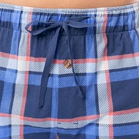 Pantalon de nuit en jersey de coton suédé pour hommes Fruit of the Loom, plaid bleu