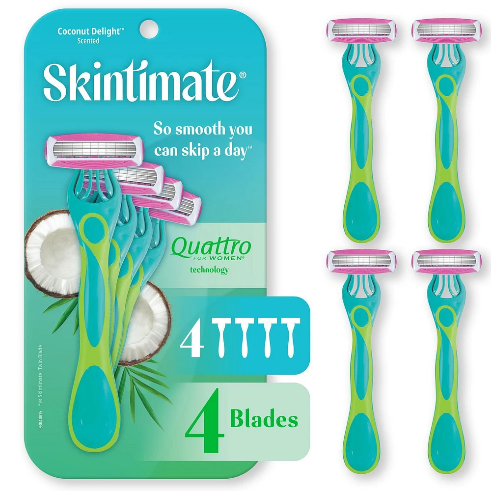 Skintimate® Coconut Delight™ Scented Disposable Razor, 4 Blade, 4ct