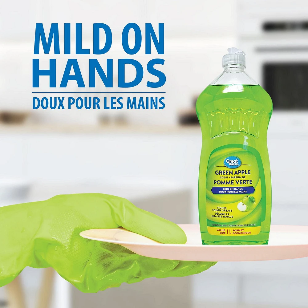 Détergent liquide pour vaisselle au parfum de pomme verte Great Value 1 litre