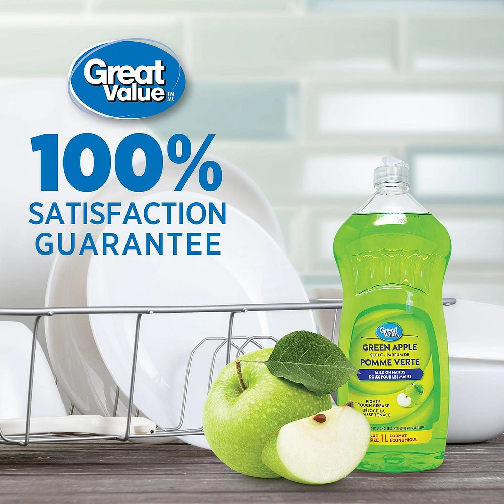 Détergent liquide pour vaisselle au parfum de pomme verte Great Value 1 litre