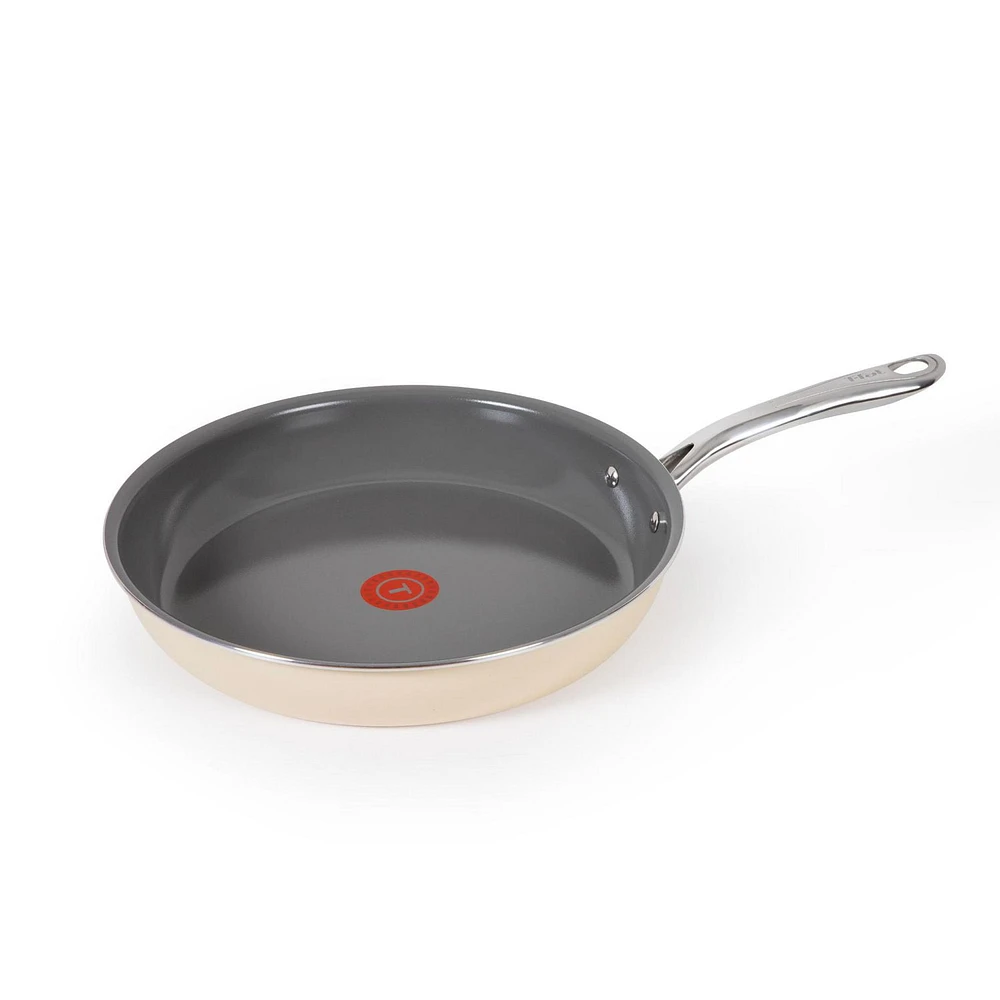 T-fal Excellence Ceramic Frypan 30cm,Cream, Ceramic Non-Stick Cookware