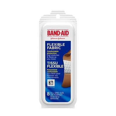 Band-Aid Brand Flexible Fabric Adhesive Bandages for Flexible Protection and Wound Care of Minor Cuts and Scrapes, Travel Pack, 8 ct, 8 Count