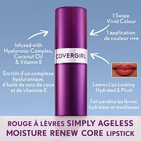 COVERGIRL Simply Ageless Moisture Renew Core Lipstick Infused with Hyaluronic Complex, Coconut Oil & Vitamin E, 4.2g with hyaluronic acid