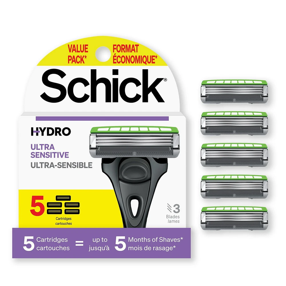 Schick Hydro Ultra Sensitive Refill, 5 Razor Refills