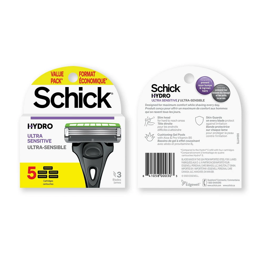 Schick Hydro Ultra Sensitive Refill, 5 Razor Refills