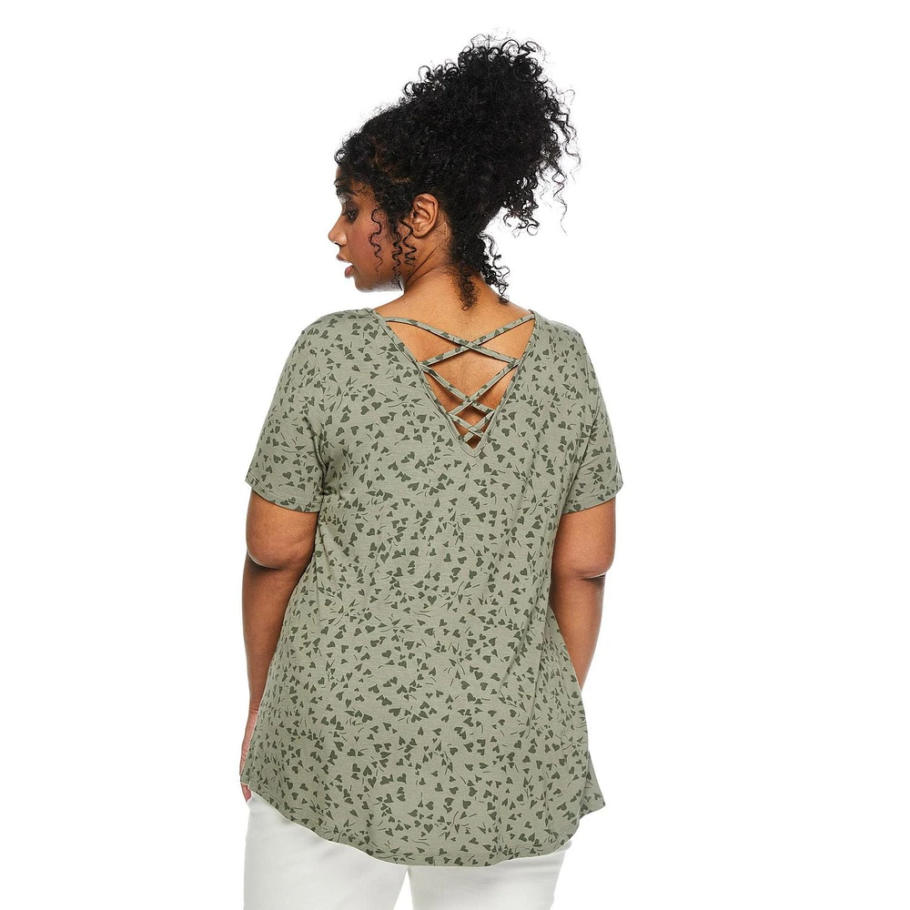 T-shirt avec motif de treillis au dos George Plus pour femmes Tailles 1X-4X