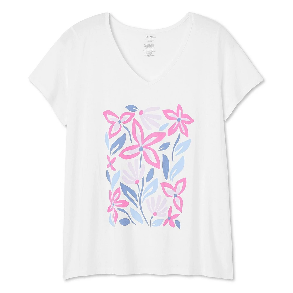 T-shirt avec encolure en V George Plus pour femmes Tailles 1X-4X