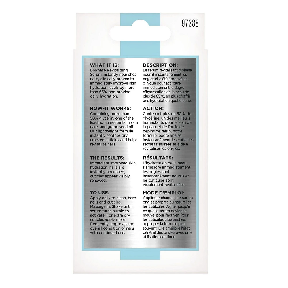 Sally Hansen - Repair + Rescue Sérum revitalisant Bi-Phase, avec glycérine et huile de pépins de raisin, augmente les niveaux d'hydratation quotidienne Sérum revitalisant