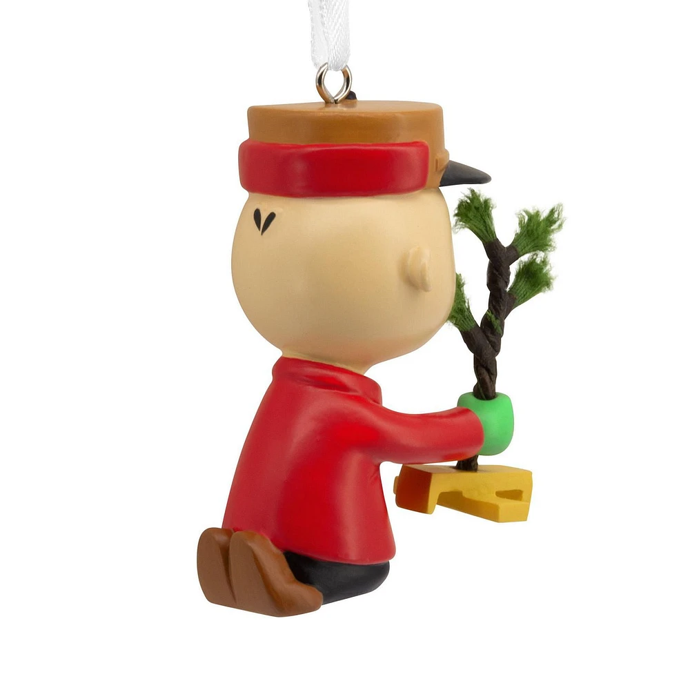 Hallmark Christmas Ornament (Peanuts Charlie Brown Kneeling With Tree)