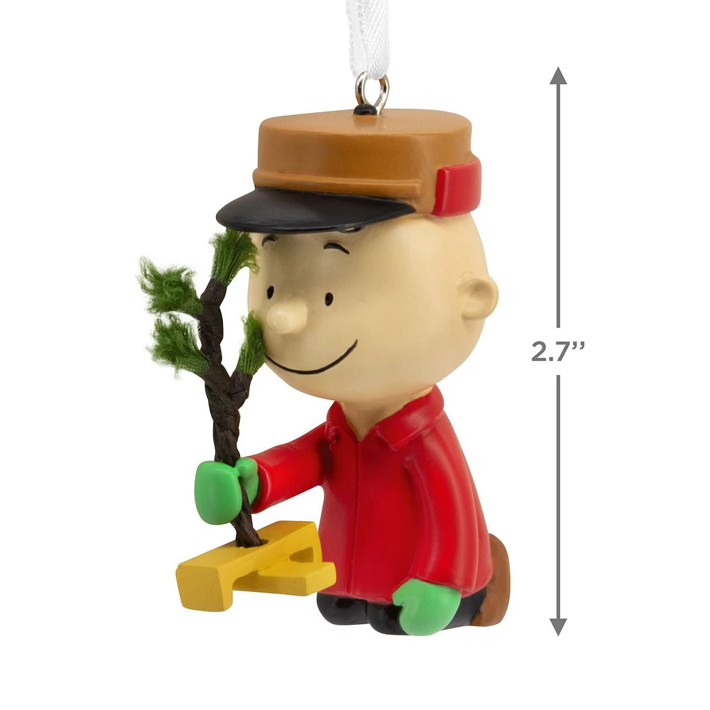 Hallmark Christmas Ornament (Peanuts Charlie Brown Kneeling With Tree)