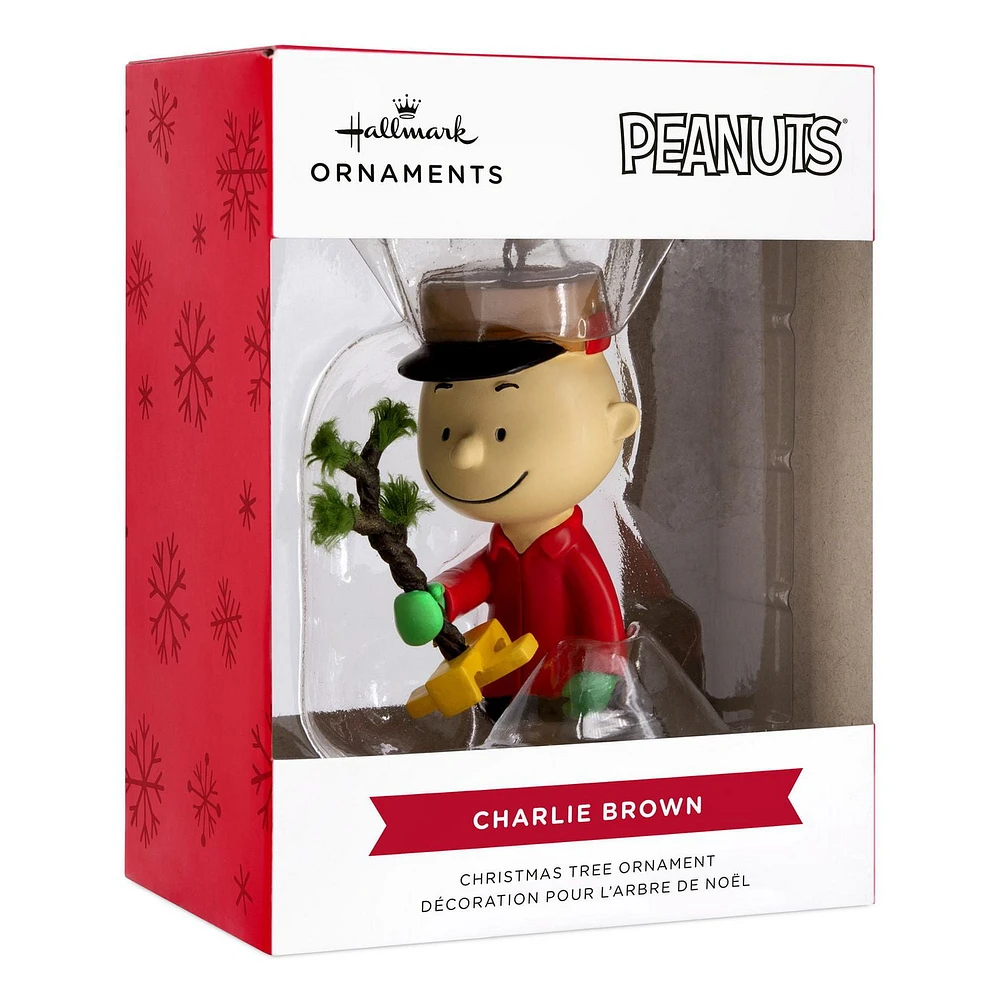 Hallmark Christmas Ornament (Peanuts Charlie Brown Kneeling With Tree)