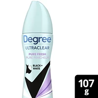 Degree UltraClear Black+White Pure Fresh Dry Spray Antiperspirant, 107g Dry Spray