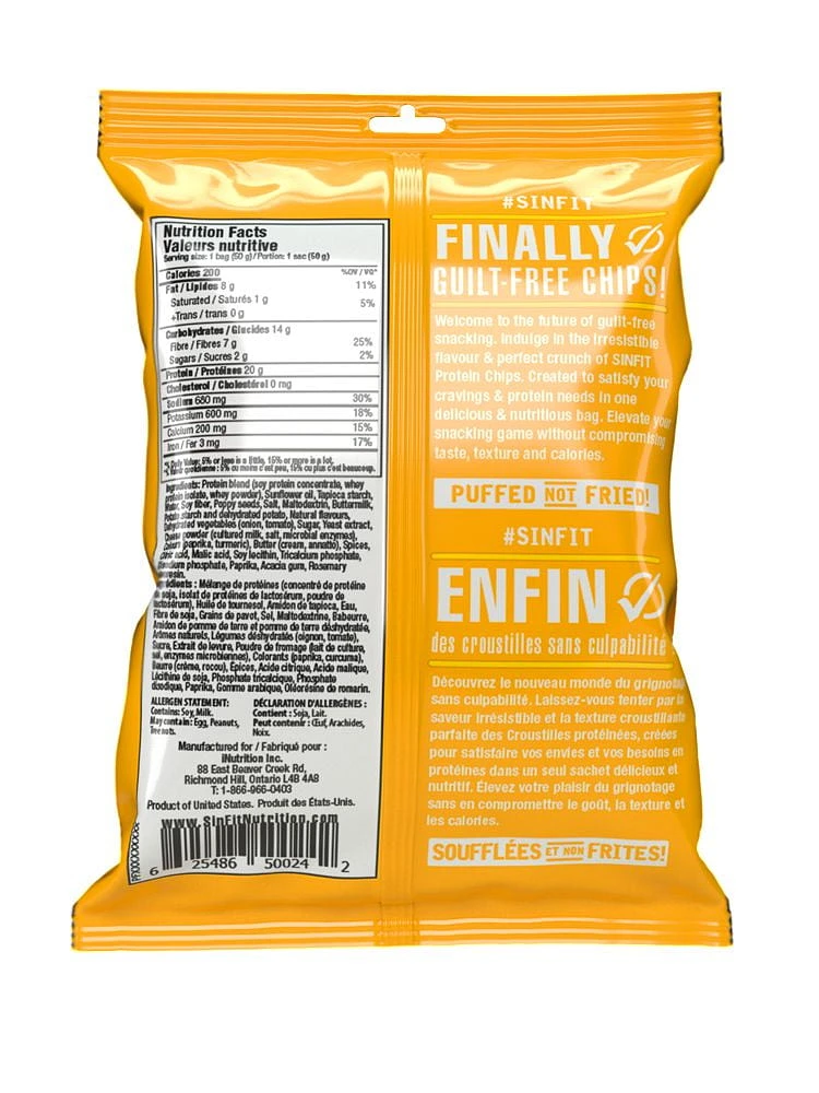 SinFit Croustilles Proteinees - Fromage Nacho 50g Sachet