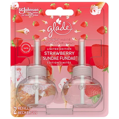 Glade Plugins® Air Freshener Oil Refill, Strawberry Sundae Funday, 2 Refills