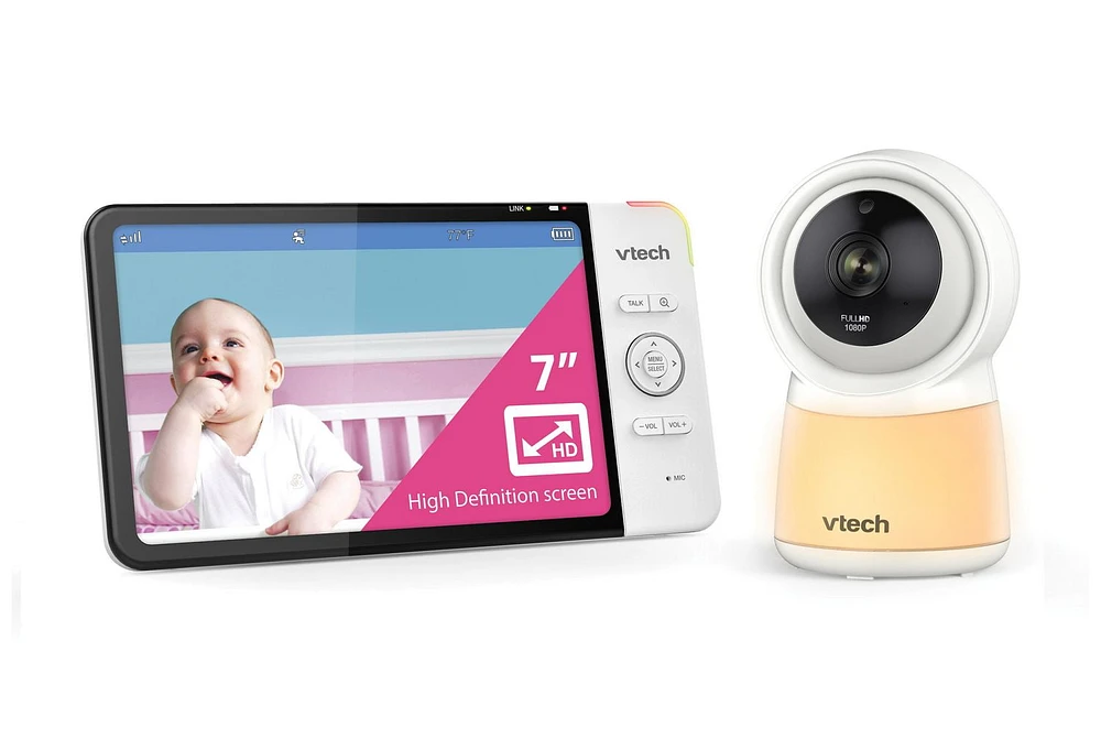 VTech RM7754HD Smart Wi-Fi Video Baby Monitor with 7” display and 1080p HD Camera, Built-in night light & 1 Camera, White