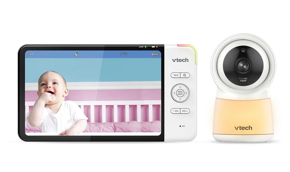 VTech RM7754HD Smart Wi-Fi Video Baby Monitor with 7” display and 1080p HD Camera, Built-in night light & 1 Camera, White