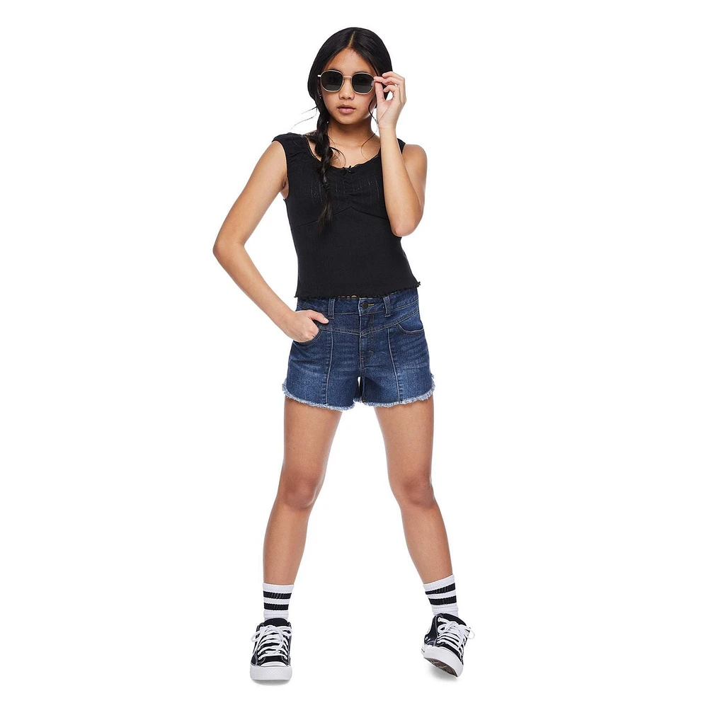 My Sister's Closet Girls' Cap Sleeve Ruched Top, Sizes S-XXL