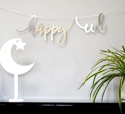 modernEID silver mirror Happy Eid calligraphy banner