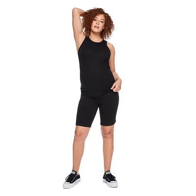 Paisley Sky Maternity Rib Halter Racer Tank, Sizes S-XXL