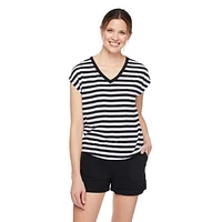 T-shirt à manches chauve-souris avec encolure en V George pour femmes Tailles TP–TTG