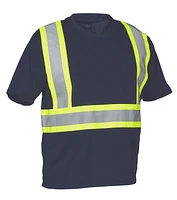 Forcefield Hi Vis V-Neck Short Sleeve Safety Tee Shirt, Size: M - 2XL
