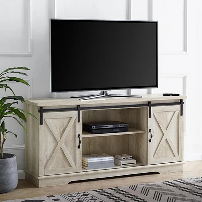 Manor Park Modern Farmhouse Barn Door TV Stand for TV's up to 64"- Multiple Finishes