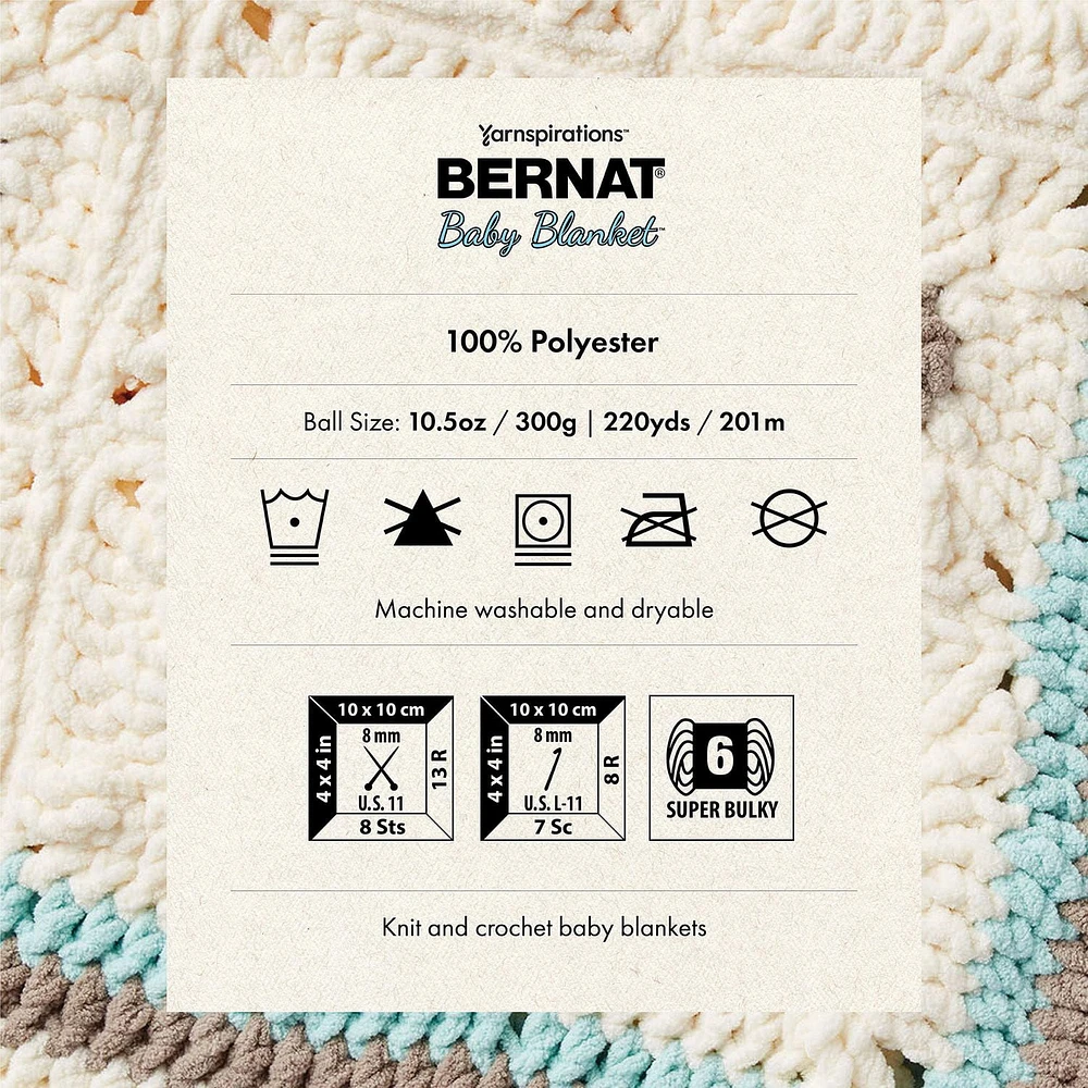 Bernat® Baby Blanket™ Yarn, Polyester #6 Super Bulky, 10.5oz/300g, 220 Yards, Soft