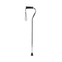 Medline Aluminum Offset Cane with Gel Grip, Chrome