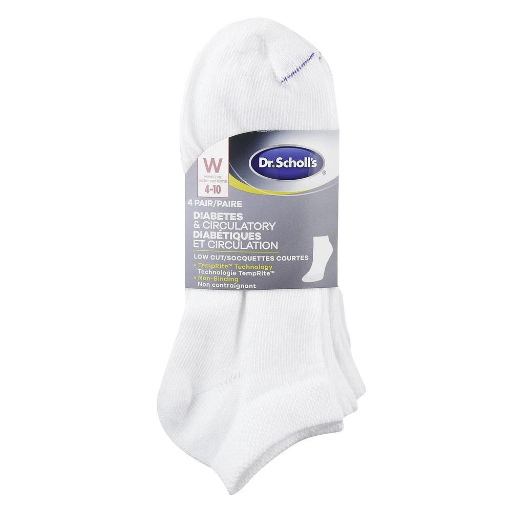 Dr.Scholl's Ladies Low Cut Diabetic & Circulatory  SOCKS- 4 Pack, Fits Shoe Size: 4-10