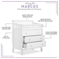 Dream On Me Marcus changing Table and Dresser, 3 spacious drawers