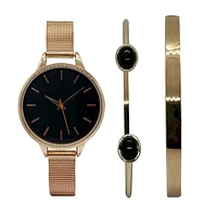 Mens Silver Metal 2pc and Ladies Rose Gold 3pc Watch Sets