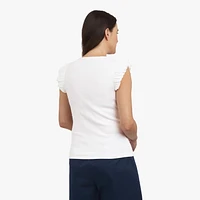 CHAPS SS RUFFLE TEE, TEE