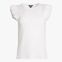 CHAPS SS RUFFLE TEE, TEE