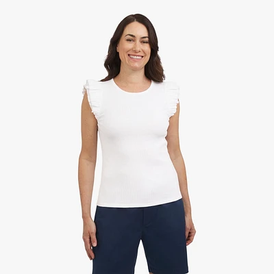 CHAPS SS RUFFLE TEE, TEE