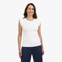 CHAPS SS RUFFLE TEE, TEE