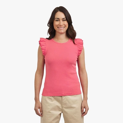 CHAPS SS RUFFLE TEE, TEE