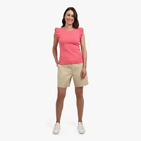 CHAPS SS RUFFLE TEE, TEE