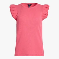 CHAPS SS RUFFLE TEE, TEE