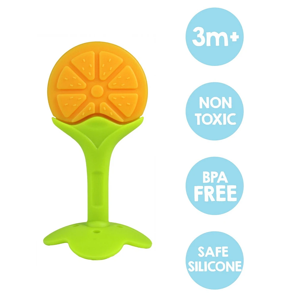 RaZbaby - Baby, Toddler - Fruitque 3 Pack Silicone Teether Set - Teething - Sensory - Non-Toxic, Age: 3 months+