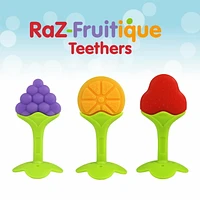 RaZbaby - Baby, Toddler - Fruitque 3 Pack Silicone Teether Set - Teething - Sensory - Non-Toxic, Age: 3 months+