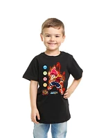 Beyblade T-shirt de base pour garçon. Ce t-shirt à col rond pour garçons a des manches courtes et un imprimé tendance et Tailles TP à TG