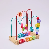 wooden bead maze, Includes 1 maze puzzle with 25 beads.