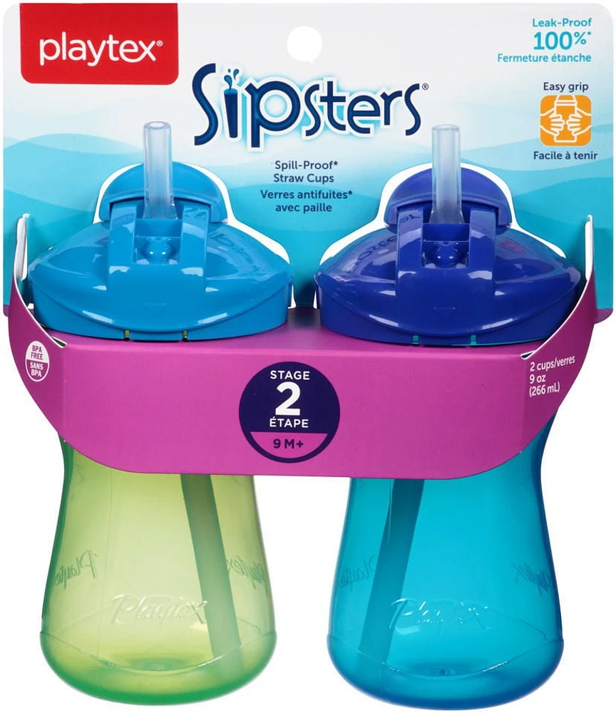 Playtex Baby Sipsters Spill-Proof Straw Sippy Cups, Pack of 2