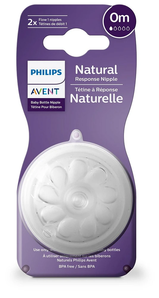Philips Avent Natural Response Nipple Flow 1, 2 pack, SCY961/02, FLow 1 2 pk