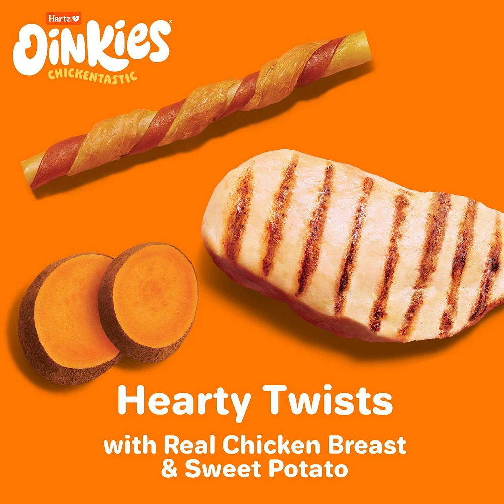 Oinkies Chickentastic Hearty Twists 20pk, Chicken, Sweet Potato